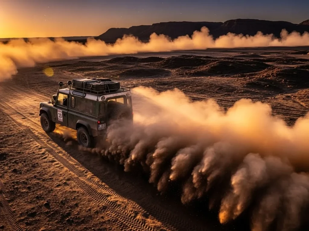 Dust Trail Behind the Vehicle