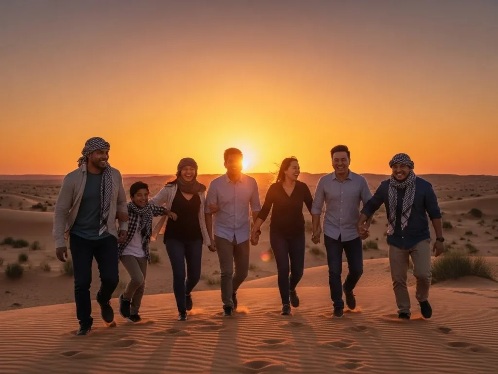 Group Sunset Laugh Shot