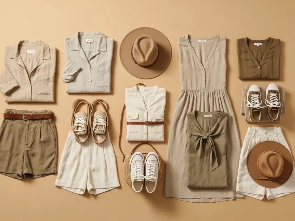 Neutral matching couple outfits for desert safari photos