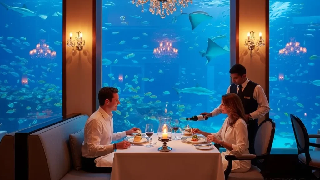 Romantic dinner table for couple at Ossiano Dubai