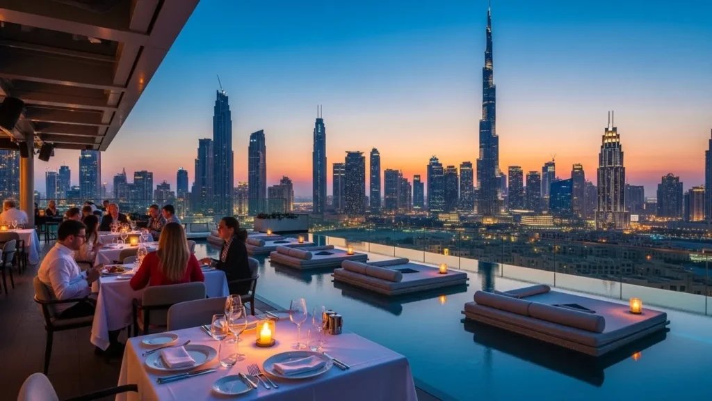 Rooftop dinner at CÉ LA VI Dubai with city skyline